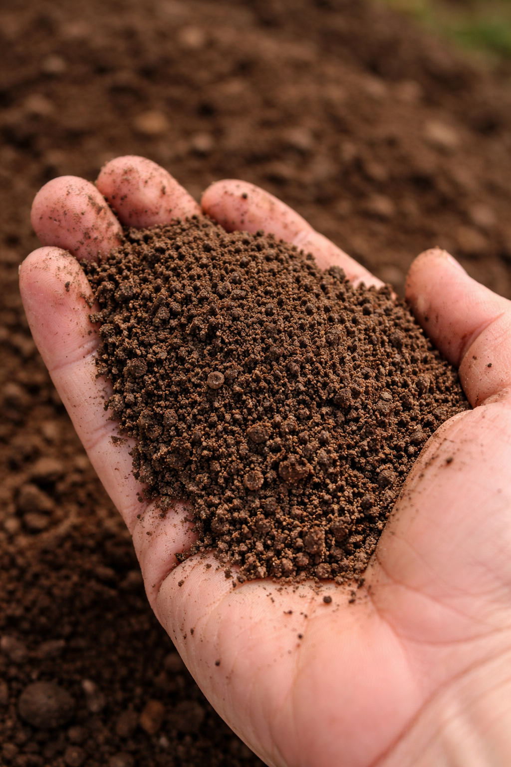 Gobar compost fertilizer in hand